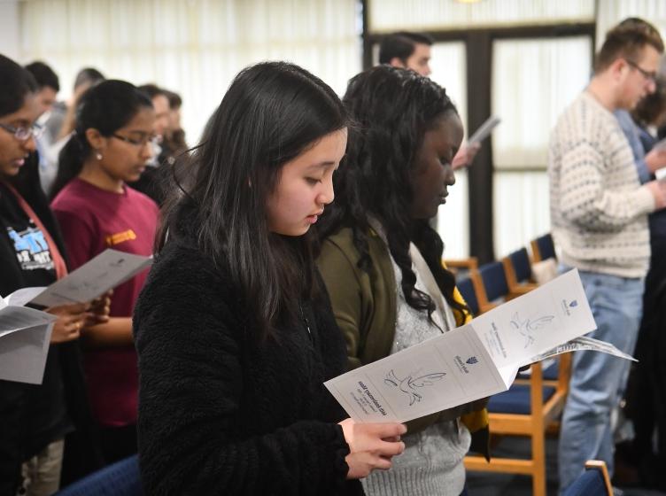 Students attend a faith celebration